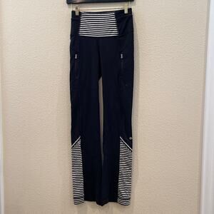 Lululemon Run Ice Queen Pant Black White Stripe Size 4
